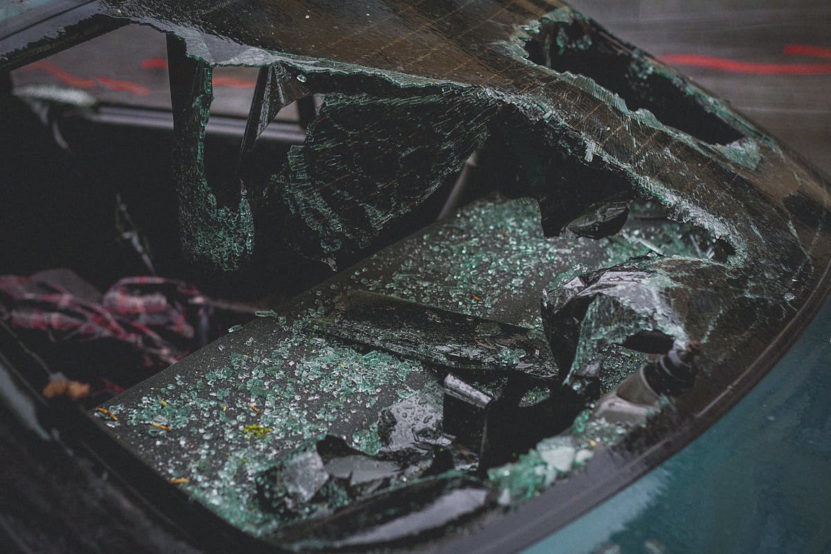 A Broken Windshield of a Car