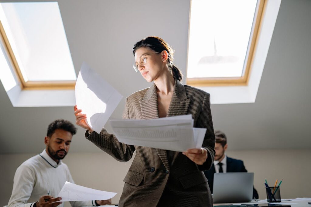 A Woman Looking the Documents