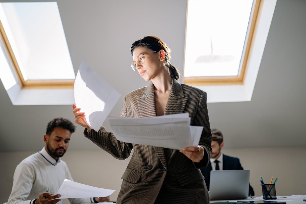 A Woman Looking the Documents