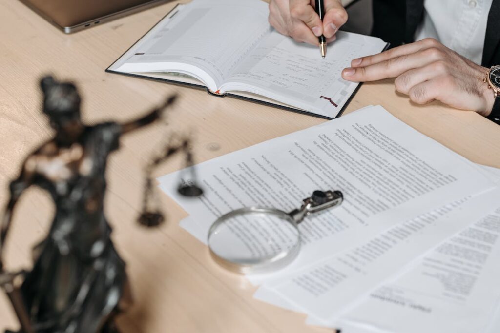 Document scatter around the table