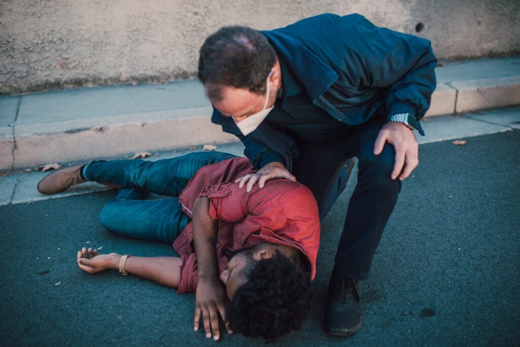 A man is injured